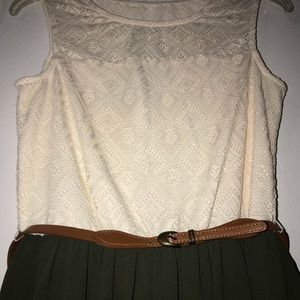 Belted, pleated dress